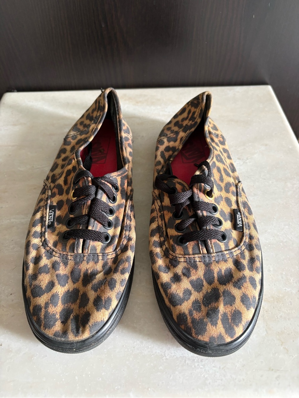 Vans Leopard Print Canvas Sneakers - Brown/Black